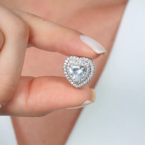 Pingente Charms clips coração com zircônia