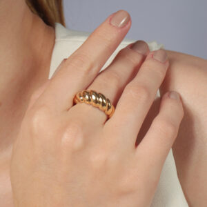 Anel croissant banhado em ouro 18k